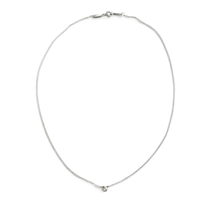 美品△TIFFANY&amp;Co. ティファニー エルサペレッティ バイザヤード AG925 1Pダイヤモンド ペンダント ネックレス シルバー 重量1.6g 袋付き