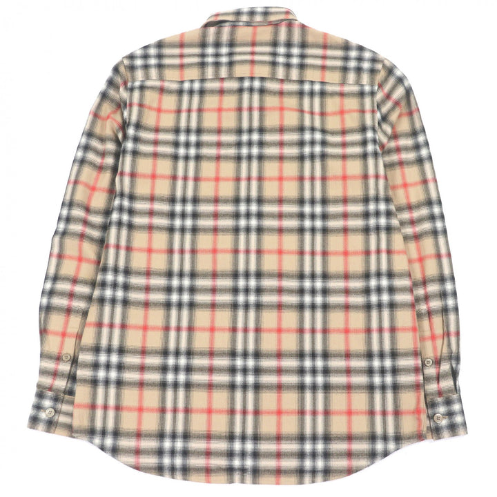 極美品□BURBERRY バーバリー 8036773 コットン100％ ティッシ期 ノバチェック柄 ロングスリーブ 長袖シャツ ベージュ XS 正規品 メンズ