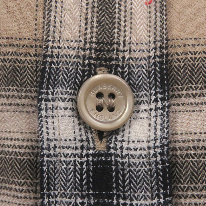 極美品□BURBERRY バーバリー 8036773 コットン100％ ティッシ期 ノバチェック柄 ロングスリーブ 長袖シャツ ベージュ XS 正規品 メンズ