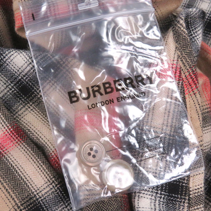極美品□BURBERRY バーバリー 8036773 コットン100％ ティッシ期 ノバチェック柄 ロングスリーブ 長袖シャツ ベージュ XS 正規品 メンズ