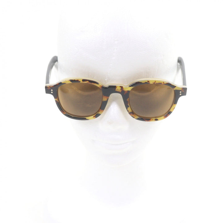 極美品□Lesca Lunetier レスカ ルネティエ BRUT PANTO LIMITED EDTION デッドストック生地使用 イエローデミ柄 サングラス ブラウン系　
