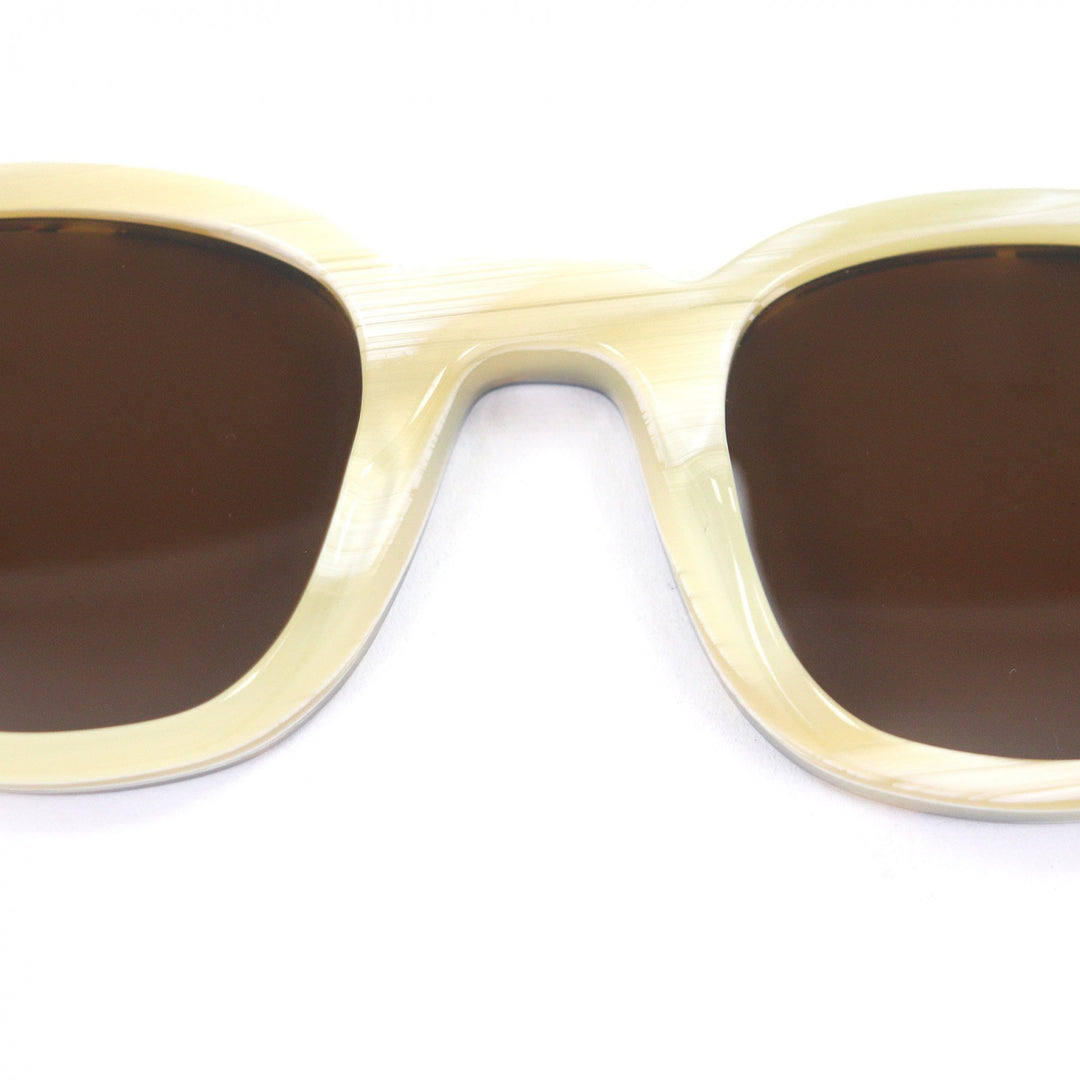 極美品□Lesca Lunetier レスカ ルネティエ BRUT PANTO LIMITED EDTION デッドストック生地使用 イエローデミ柄 サングラス ブラウン系　