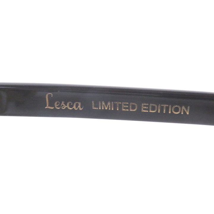 極美品□Lesca Lunetier レスカ ルネティエ BRUT PANTO LIMITED EDTION デッドストック生地使用 イエローデミ柄 サングラス ブラウン系　