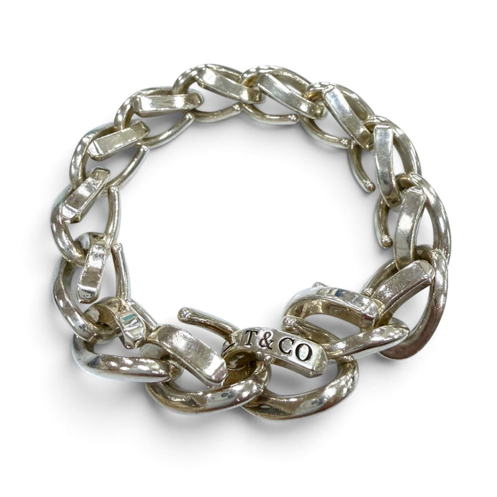 良品▼TIFFANY&amp;Co. ティファニー フォージ ラージ リンク 925 現行品 ブレスレット 18 重量66.8g レディース 細身メンズOK 定価379500円