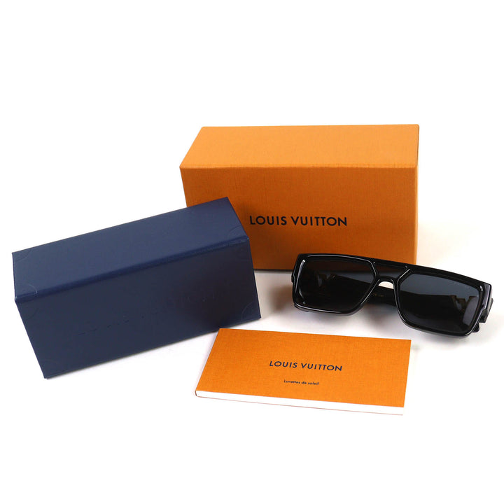 美品△LOUIS VUITTON ルイヴィトン 2023年製 Z2062E LV スリーク・スクエア サングラス ブラック ゴールド金具 57□18 145 箱 ケース付き