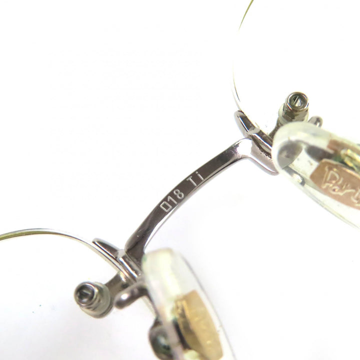 良品△PARIS MIKI パリミキ AU-132 テンプル一部K18 リムレス メガネ 眼鏡 アイウェア シルバー ゴールド □19-135 度入り 重量12.7g