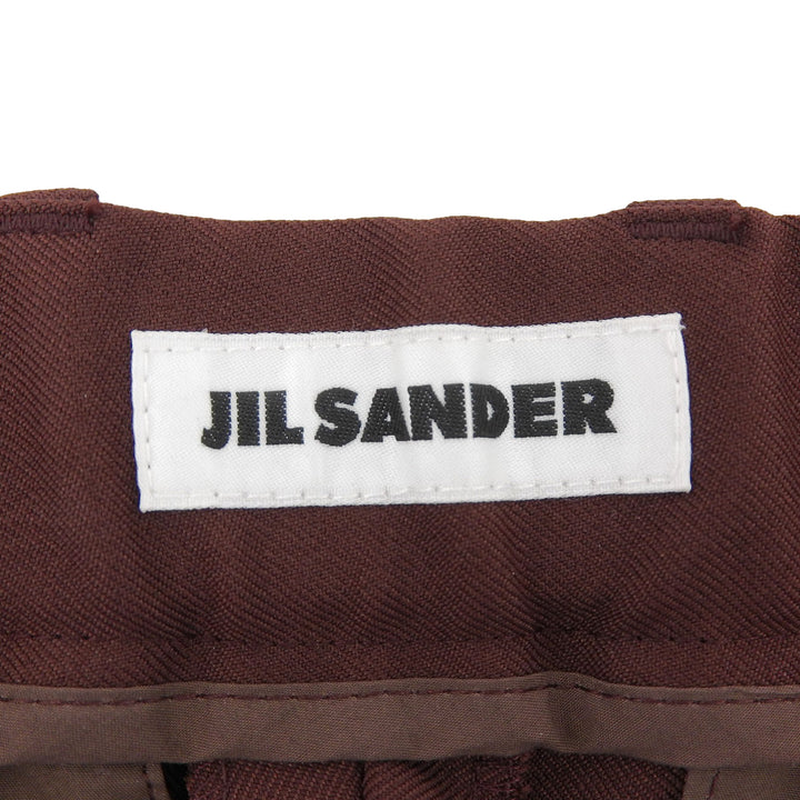 極美品▲JIL SANDER ジルサンダー J21KA0011 ウール ギャバジン テーパードパンツ テーパードスラックス パンツ 茶 44 イタリア製 正規品