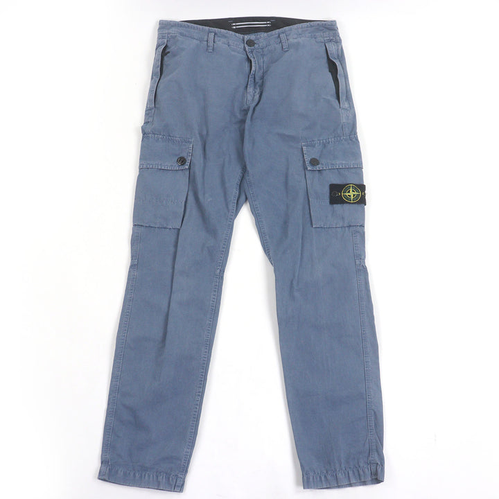 極美品□STONE ISLAND ストーンアイランド 1015303WA ガーメントダイ エフェクト ロゴパッチ ウォッシュコットン カーゴパンツ 32 正規品