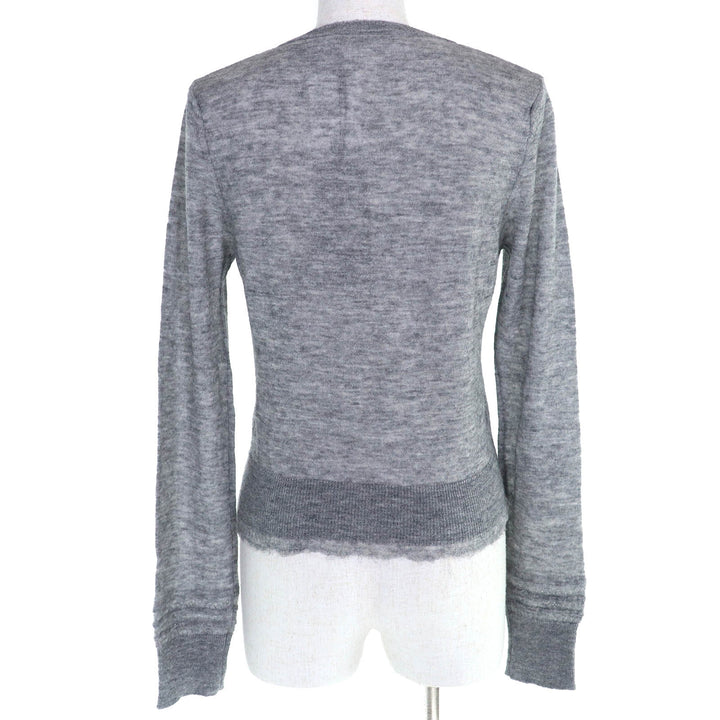 未使用△ERMANNO SCERVINO エルマンノシェルヴィーノ ウール アルパカ混 フリルデザイン クロップド 長袖 ニット カーディガン 42 正規品