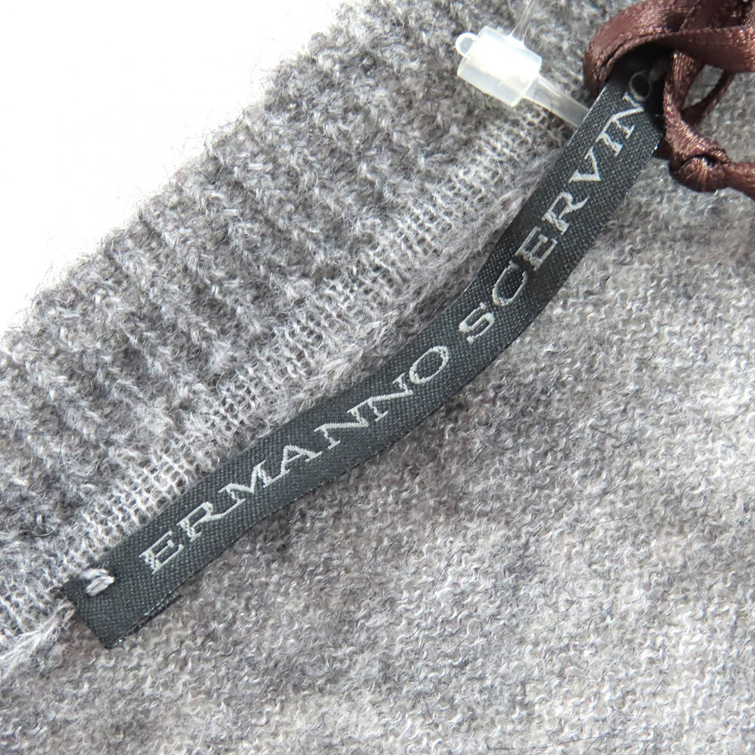 未使用△ERMANNO SCERVINO エルマンノシェルヴィーノ ウール アルパカ混 フリルデザイン クロップド 長袖 ニット カーディガン 42 正規品