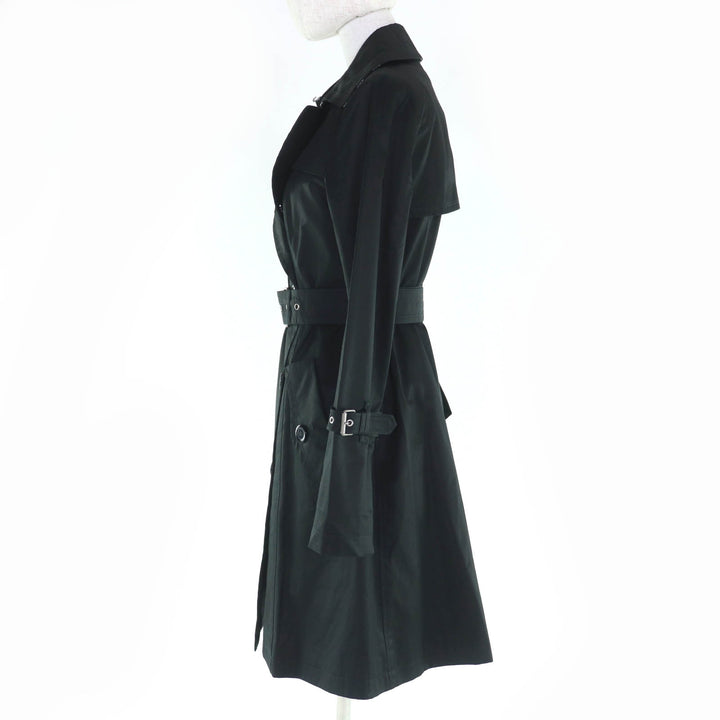 美品☆BURBERRY BLUE LABEL バーバリーブルーレーベル コットン100％ ウールライナー付き トレンチコート ブラック 38 正規品 レディース