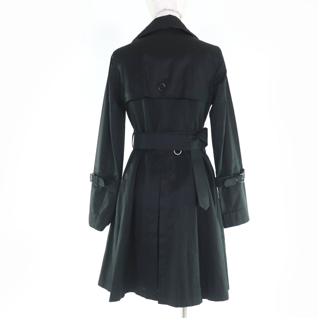 美品☆BURBERRY BLUE LABEL バーバリーブルーレーベル コットン100％ ウールライナー付き トレンチコート ブラック 38 正規品 レディース