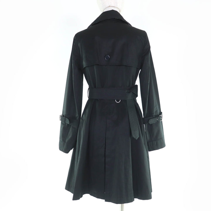 美品☆BURBERRY BLUE LABEL バーバリーブルーレーベル コットン100％ ウールライナー付き トレンチコート ブラック 38 正規品 レディース