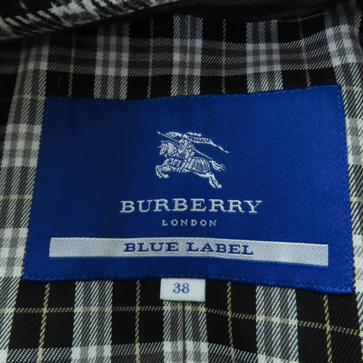 美品☆BURBERRY BLUE LABEL バーバリーブルーレーベル コットン100％ ウールライナー付き トレンチコート ブラック 38 正規品 レディース