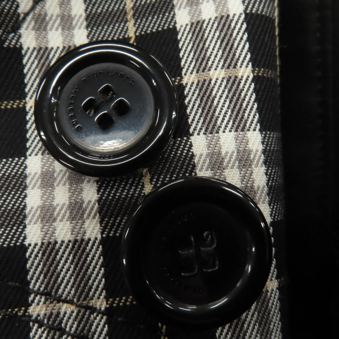 美品☆BURBERRY BLUE LABEL バーバリーブルーレーベル コットン100％ ウールライナー付き トレンチコート ブラック 38 正規品 レディース