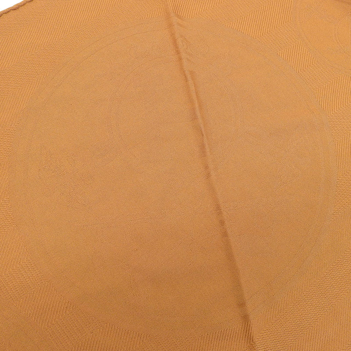 極美品▲HERMES エルメス ロザンジュ GM ニューリブリス カシミヤ シルク レザーヨーク ロゴパッチ付き ストール ブラウン系 仏製 正規品