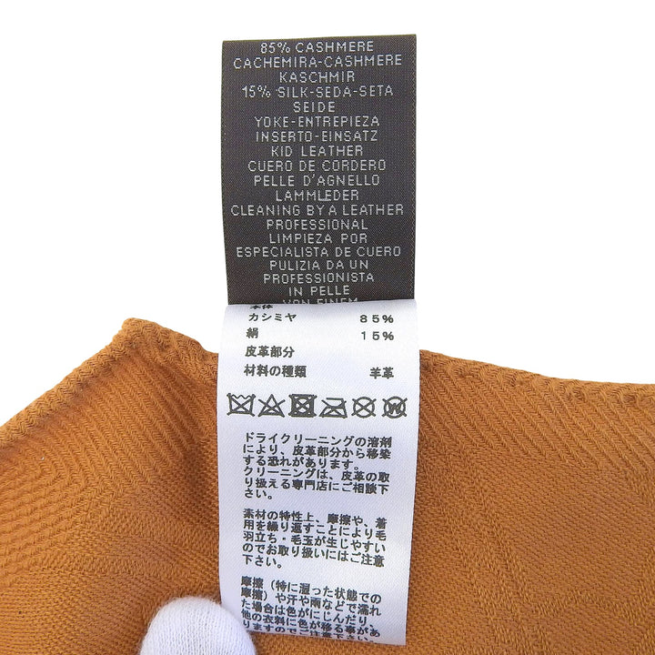 極美品▲HERMES エルメス ロザンジュ GM ニューリブリス カシミヤ シルク レザーヨーク ロゴパッチ付き ストール ブラウン系 仏製 正規品