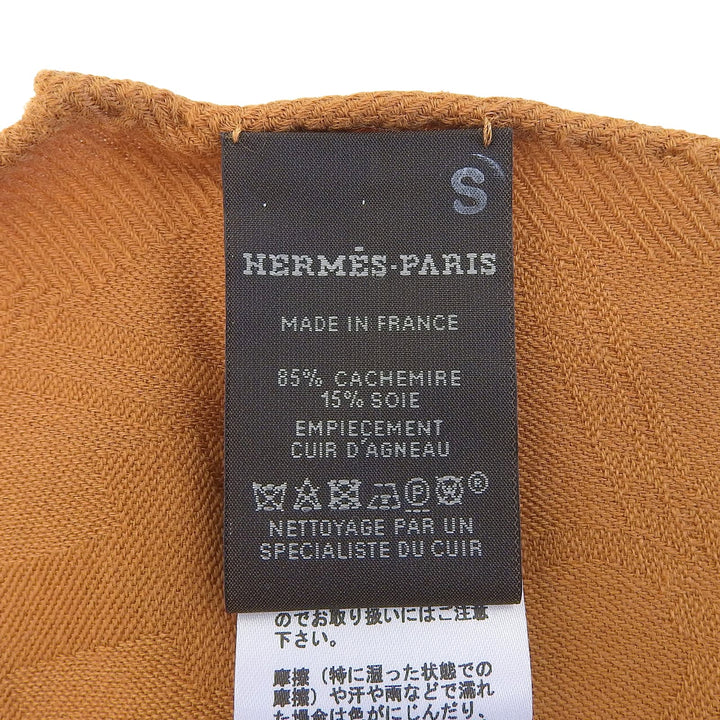 極美品▲HERMES エルメス ロザンジュ GM ニューリブリス カシミヤ シルク レザーヨーク ロゴパッチ付き ストール ブラウン系 仏製 正規品