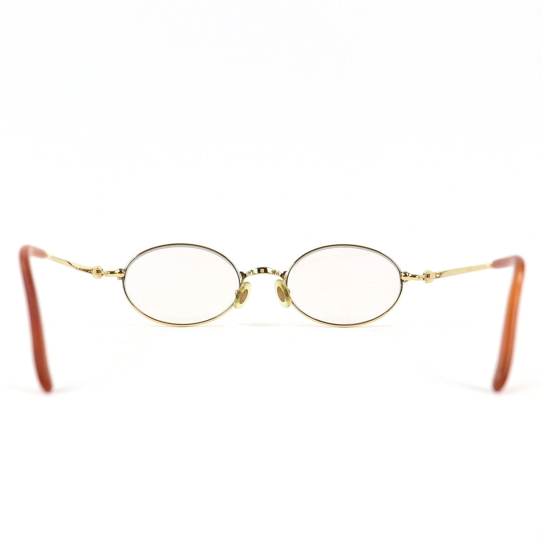 美品△Cartier カルティエ ヴィンテージ トリニティ オーバル メガネ 眼鏡 アイウェア ゴールド ブラウン 47□19 130 度入り 仏製 メンズ