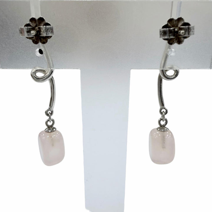 美品☆TIFFANY&amp;Co. ティファニー 925 ローズクォーツ カラーストーン アクセサリー ピアス シルバー ピンク 重量3.2g レディース