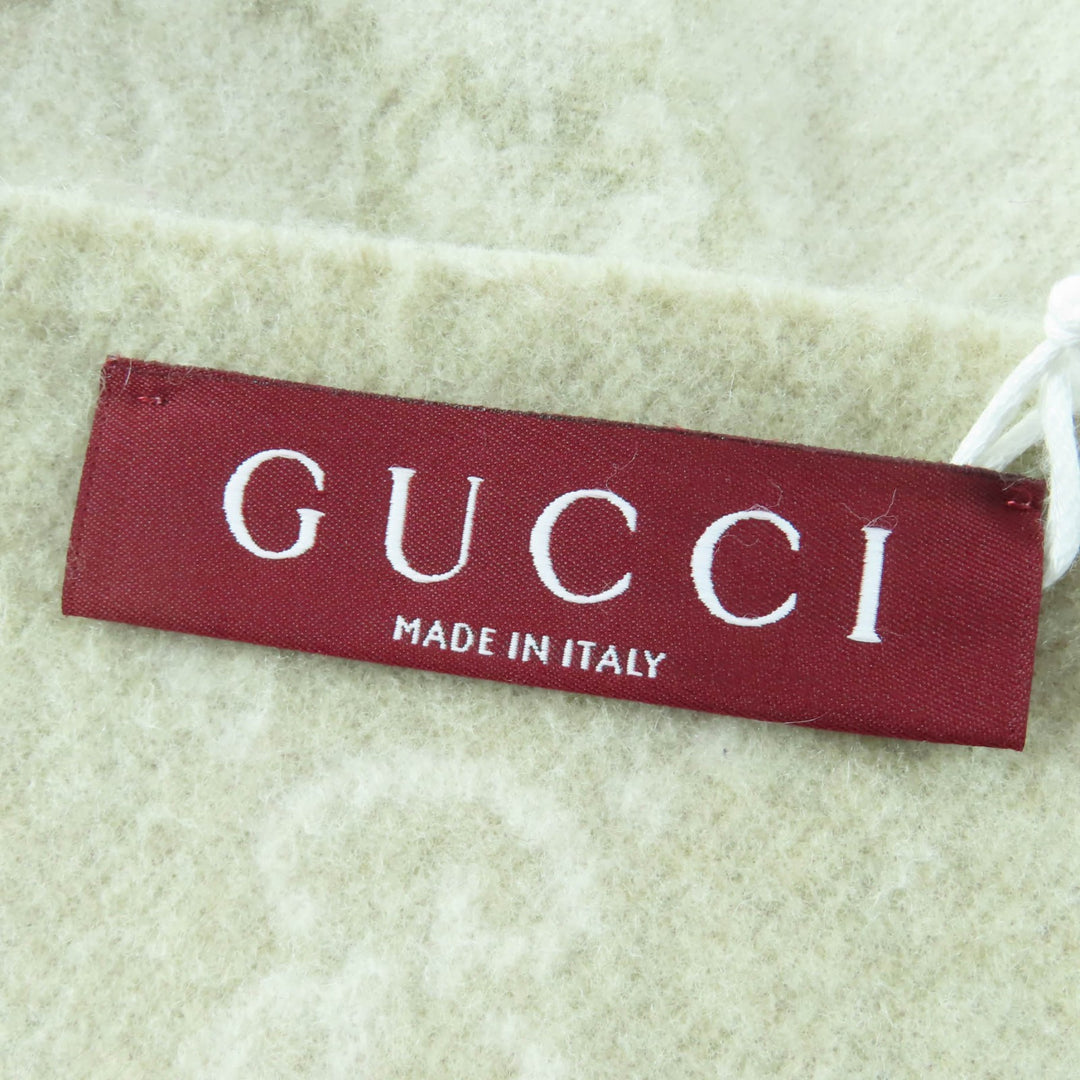 極美品☆GUCCI グッチ 812317 カシミヤ100％ GG柄 現行品 マフラー ベージュ 45×190cm 箱付 イタリア製 正規品 レディース 定価148500円