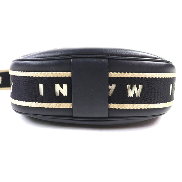 美品◇MARNI マルニ SBMP0128U0 ロゴストラップ ベイバッグ 斜め掛け レザー ショルダーバッグ ブラック 保存袋付 イタリア製 レディース