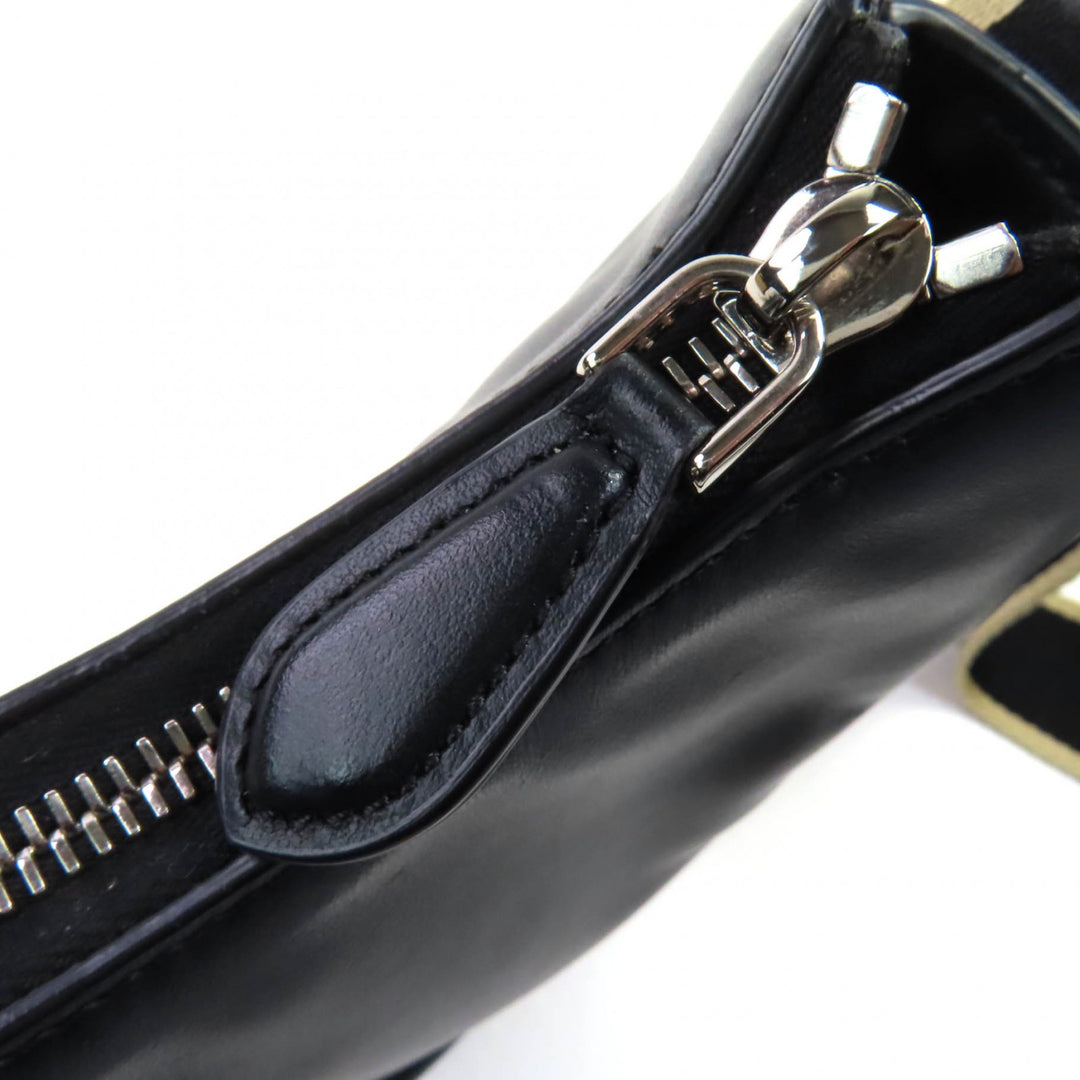 美品◇MARNI マルニ SBMP0128U0 ロゴストラップ ベイバッグ 斜め掛け レザー ショルダーバッグ ブラック 保存袋付 イタリア製 レディース