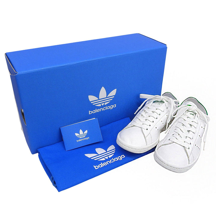 未使用品▲BALENCIAGA×adidas バレンシアガ×アディダス 721836 スタンスミス レザー ローカットスニーカー ホワイト 24.5 箱・保存袋付