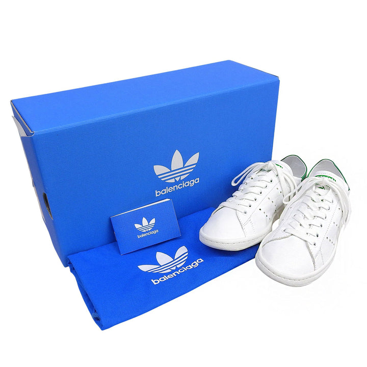未使用品▲BALENCIAGA×adidas バレンシアガ×アディダス 721836 スタンスミス レザー ローカットスニーカー ホワイト 24.5 箱・保存袋付