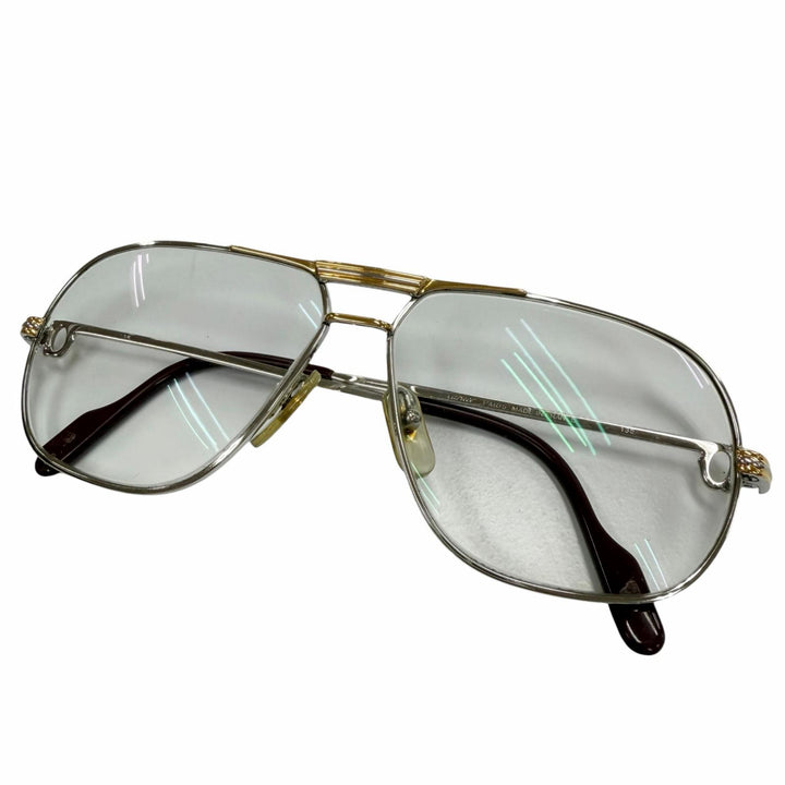 良品▼Cartier カルティエ トリニティ ツーブリッジ メガネ 眼鏡 アイウェア シルバー ボルドー 59□12 135 度入り フランス製 メンズ