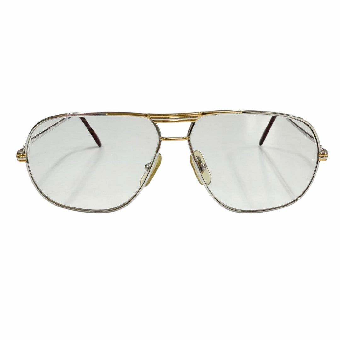 良品▼Cartier カルティエ トリニティ ツーブリッジ メガネ 眼鏡 アイウェア シルバー ボルドー 59□12 135 度入り フランス製 メンズ