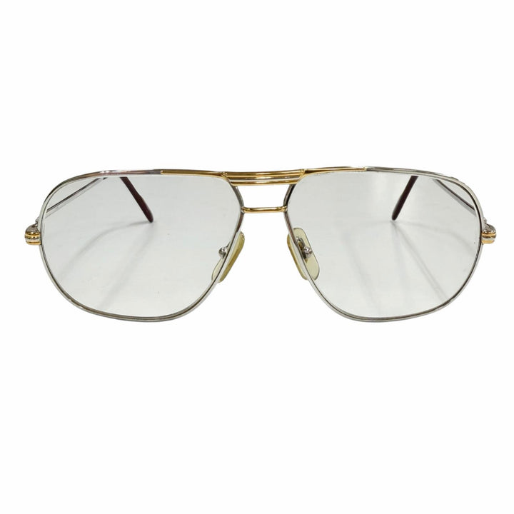 良品▼Cartier カルティエ トリニティ ツーブリッジ メガネ 眼鏡 アイウェア シルバー ボルドー 59□12 135 度入り フランス製 メンズ