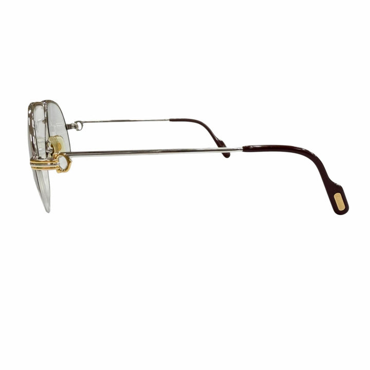 良品▼Cartier カルティエ トリニティ ツーブリッジ メガネ 眼鏡 アイウェア シルバー ボルドー 59□12 135 度入り フランス製 メンズ