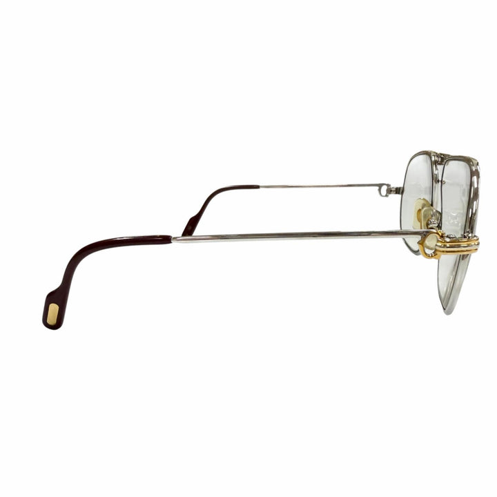 良品▼Cartier カルティエ トリニティ ツーブリッジ メガネ 眼鏡 アイウェア シルバー ボルドー 59□12 135 度入り フランス製 メンズ