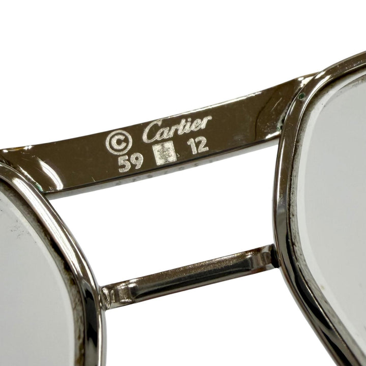 良品▼Cartier カルティエ トリニティ ツーブリッジ メガネ 眼鏡 アイウェア シルバー ボルドー 59□12 135 度入り フランス製 メンズ