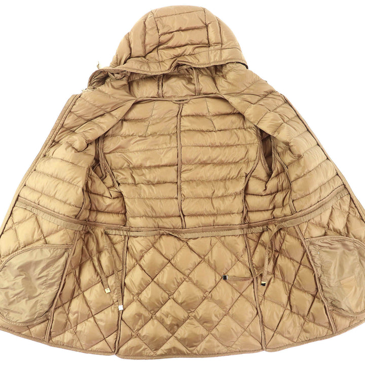 美品△Max Mara The Cube マックスマーラ ザキューブ 94810607 バックベルト付き キルティング ダウンジャケット ブラウン 34 正規品