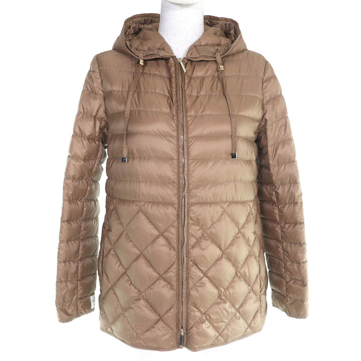 美品△Max Mara The Cube マックスマーラ ザキューブ 94810607 バックベルト付き キルティング ダウンジャケット ブラウン 34 正規品