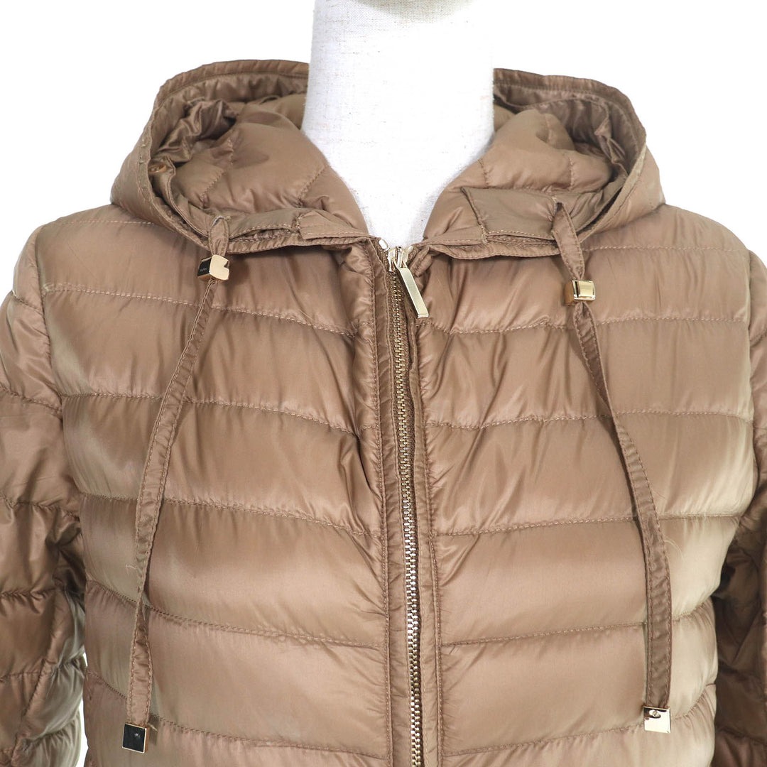 美品△Max Mara The Cube マックスマーラ ザキューブ 94810607 バックベルト付き キルティング ダウンジャケット ブラウン 34 正規品