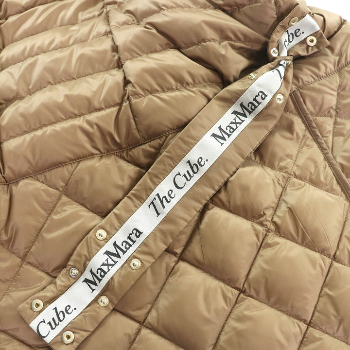 美品△Max Mara The Cube マックスマーラ ザキューブ 94810607 バックベルト付き キルティング ダウンジャケット ブラウン 34 正規品