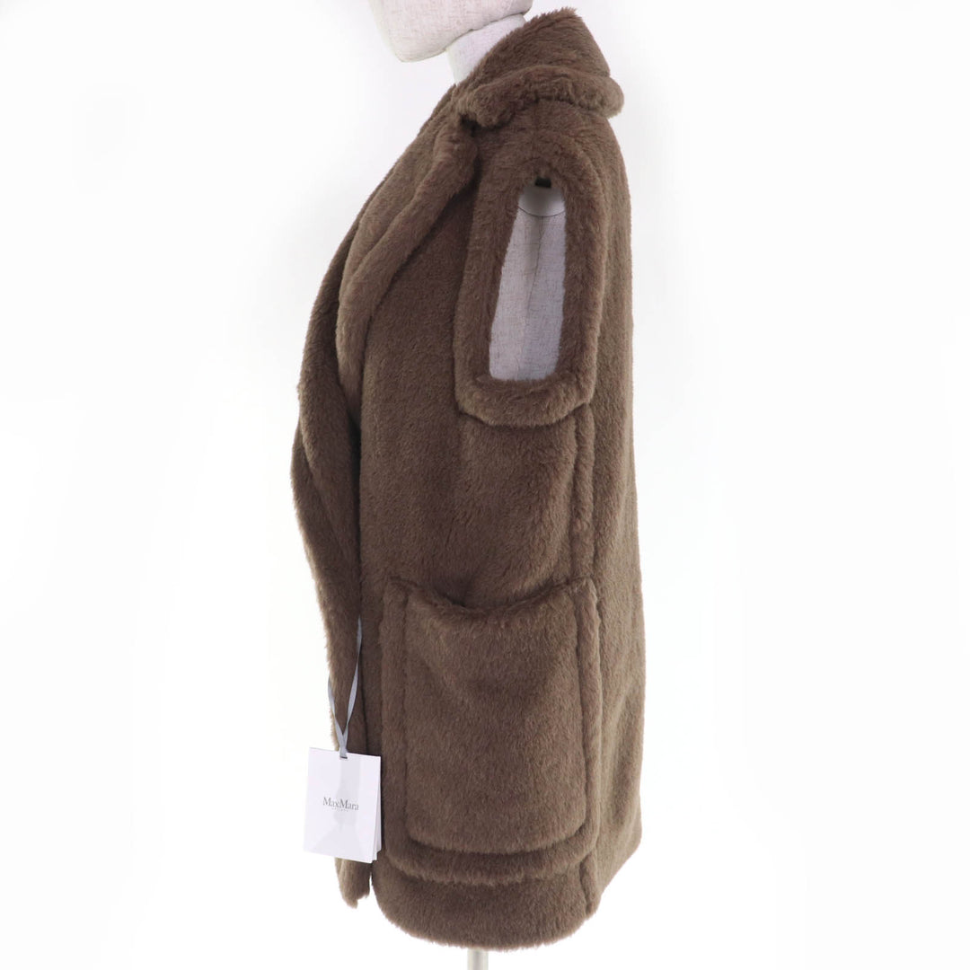 未使用品☆Max Mara マックスマーラ 2025年製 25212762536 BORMIDA テディベア アルパカ シルク混 ジレ ベストコート ブラウン 34 正規品