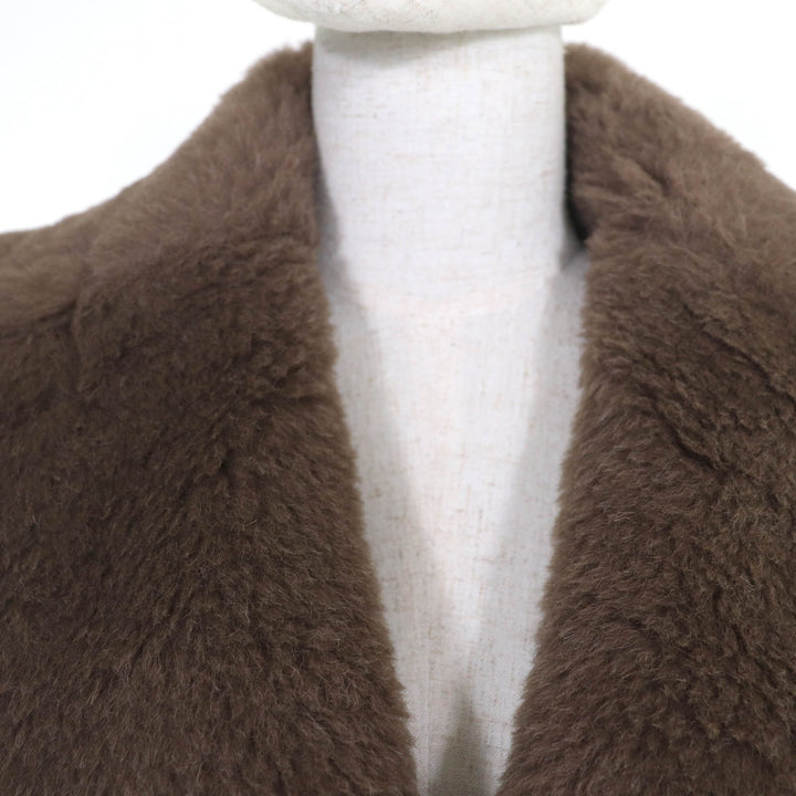 未使用品☆Max Mara マックスマーラ 2025年製 25212762536 BORMIDA テディベア アルパカ シルク混 ジレ ベストコート ブラウン 34 正規品