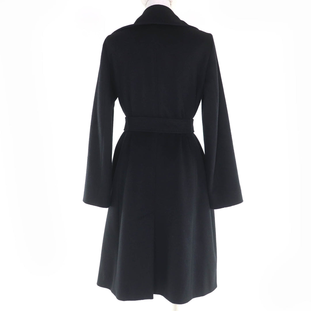 極美品☆MaxMara STUDIO マックスマーラ ステュディオ カシミヤ キャメル ロング丈 ベルテッドコート ブラック 38 正規品 レディース