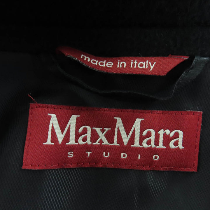 極美品☆MaxMara STUDIO マックスマーラ ステュディオ カシミヤ キャメル ロング丈 ベルテッドコート ブラック 38 正規品 レディース