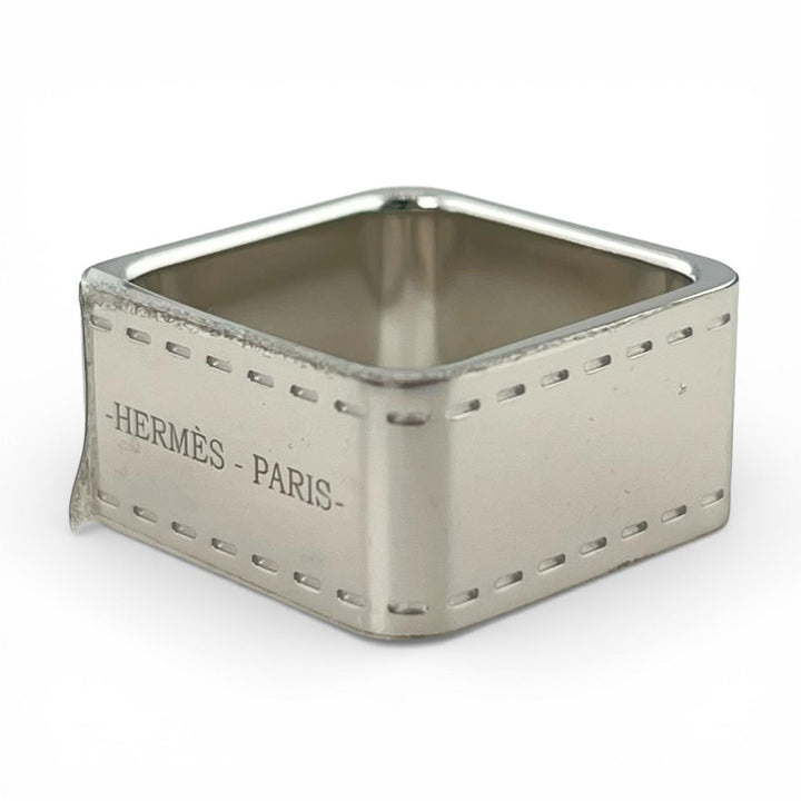 未使用品▲HERMES エルメス BOLDUC ボルデュック スクエア スカーフリング シルバー 箱・保存袋付き イタリア製 レディース