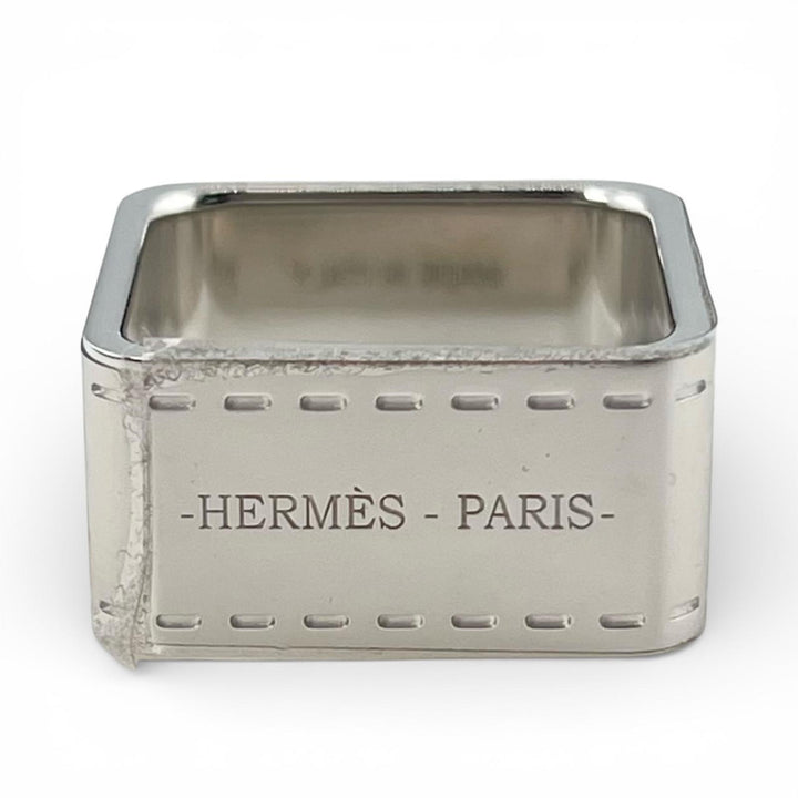 未使用品▲HERMES エルメス BOLDUC ボルデュック スクエア スカーフリング シルバー 箱・保存袋付き イタリア製 レディース