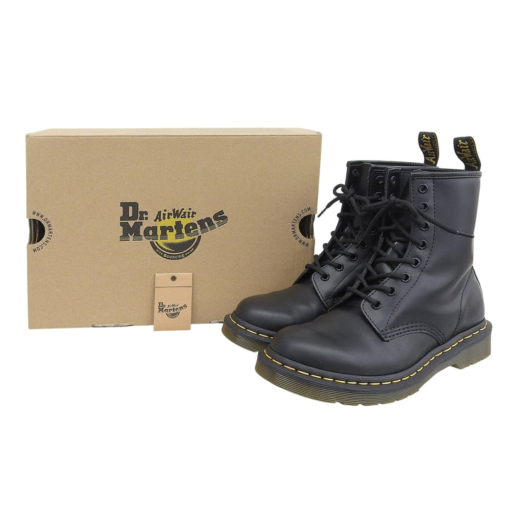 極美品▲Dr.Martens ドクターマーチン 1460 8 ホールブーツ レザー レースアップ ショートブーツ ブラック UK6 箱付き レディース