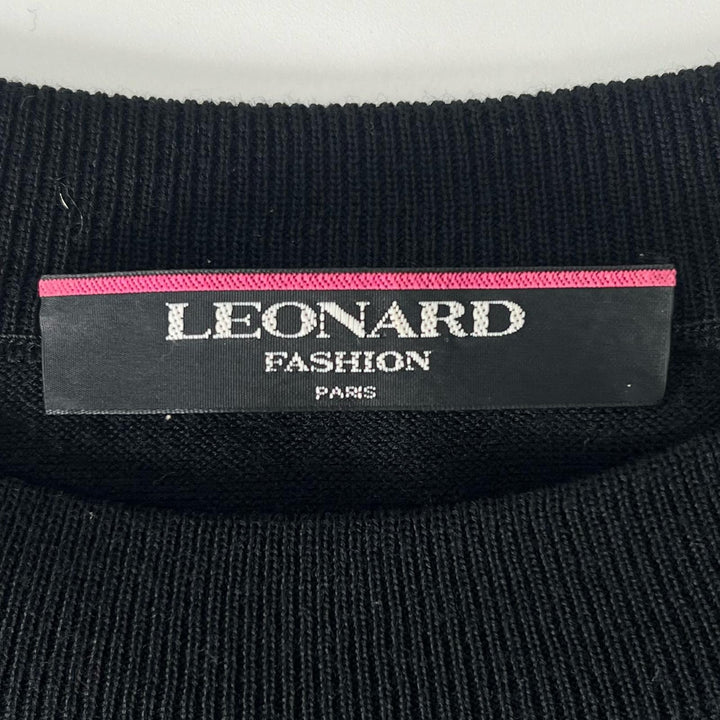極美品▲LEONARD FASHION レオナール ファッション ウール シルク混 総柄 プルオーバー ニット マルチカラー L 日本製 正規品 レディース