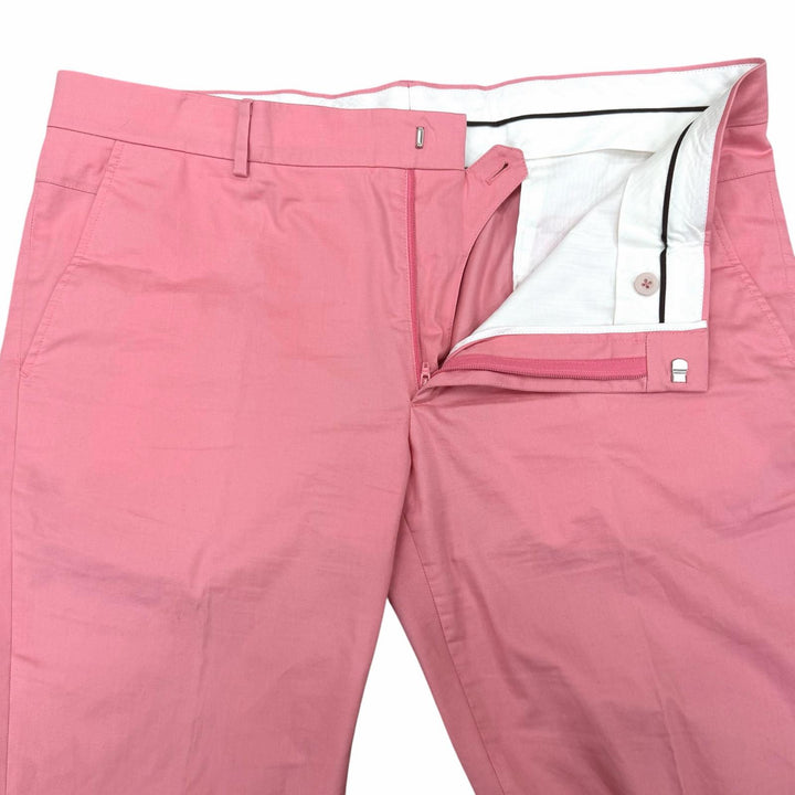 極美品▲HERMES エルメス 20SS コットン100％ パンツ スラックス ボトムス ピンク 48 ハンガー付き イタリア製 正規品 メンズ シンプル◎