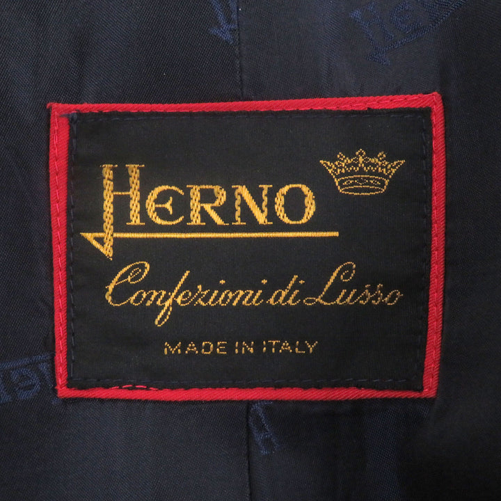 美品□Herno ヘルノ ヴィンテージ ウール カシミヤ フライフロント ステンカラーコート ロングコート ネイビー 伊製 Lサイズ相当 希少