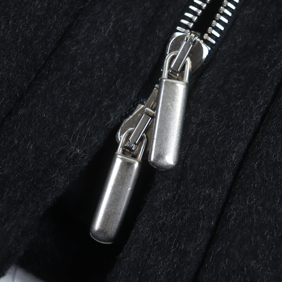 良品▼ALFRED DUNHILL アルフレッド ダンヒル カシミヤ100% ダブルジップアップ ダウンコート ダークグレー M イタリア製 正規品 メンズ